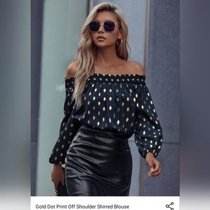 Gold dot off shoulder blouse